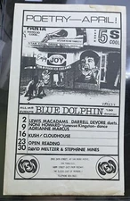 Blue Dolphin April Poetry Series Flyer 1970’s San Francisco Noni Howard RARE
