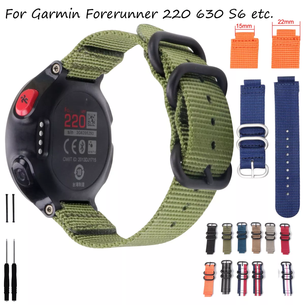 Silicone Steel Buckle Straps Accessories Suitable Bracelet 22MM*15mm Strap  For Garmin Forerunner 735xt 220