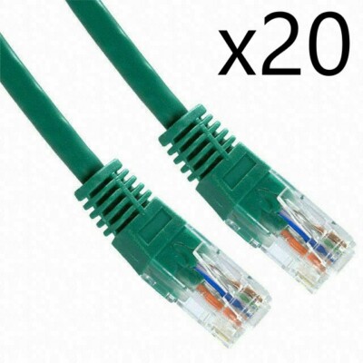 20 Pack Lot - 2ft CAT5e Ethernet Network LAN Router Patch Cable Cord Wire Green