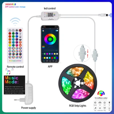 5M LED RGB Bande Clair Set 5050, sans Fil App Contrôle, Couleur Changement TV - Photo 1/4