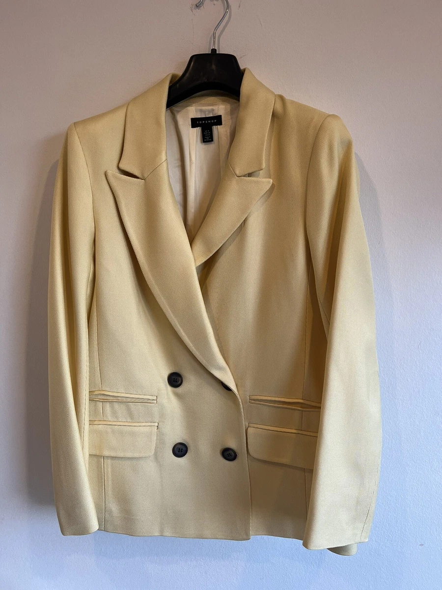 Topshop Tailored Pocket Detail Blazer Jacket in Yellow Gold UK 8