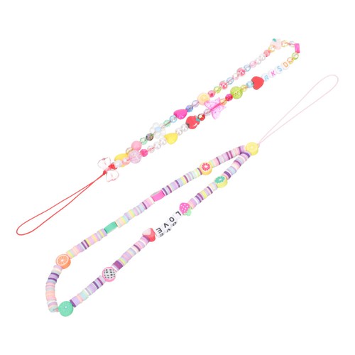 2 Pcs Colorful Phone Pendant Phone Hand Charm Beaded Phone Charm - 第 1/12 張圖片