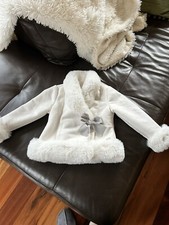 American Girl Soft As Snow White Fur Coat Silver Bow (girls size xs 6) Christmas