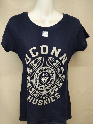 New UCONN Huskies Womens Juniors Sizes S-L Navy Shirt - Picture 3 of 6