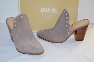 taupe suede mules