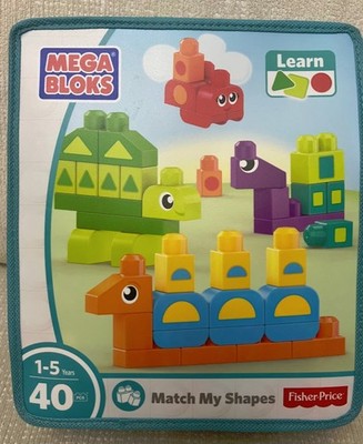 Mega Bloks Match My Shapes 40 piece Building Block Set Fisher Price 1-5 Toy NEW