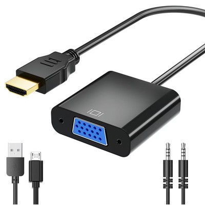 Gold-Plated HDMI to VGA Adapter 1080P Video Converter Male to Female with 3.5...