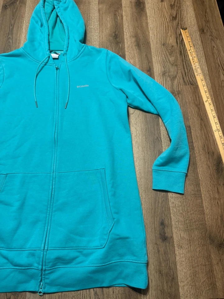 Columbia Hoodie Women's Size Large Blue Sweatshirt Long Full Zip - Image 4 of 4
