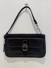 Coach SoHo Vintage Black Leather Buckle Flap Wristlet