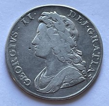 1734 George II Silver Half Crown Coin 