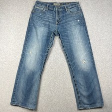 Buckle BKE Tyler Straight Jeans Denim 34x30 Mens Blue Pants Thick Stitch Cotton