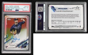 2021 Topps Chrome Rookie Refractor /499 Shane McClanahan #RA-SM PSA 8 Auto RC