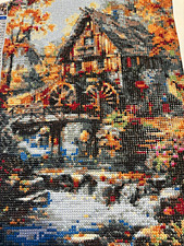 Finished 5D Diamond Painting Autumn Cottage Landscape Round Drill Unframed Art
