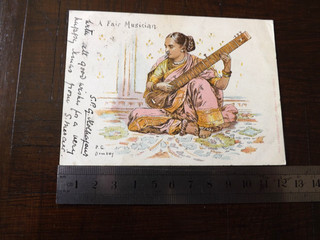 AK Indien: Ein schöner Musiker "Sitar" Paul Gerhardt Ravi Varma Bombay.