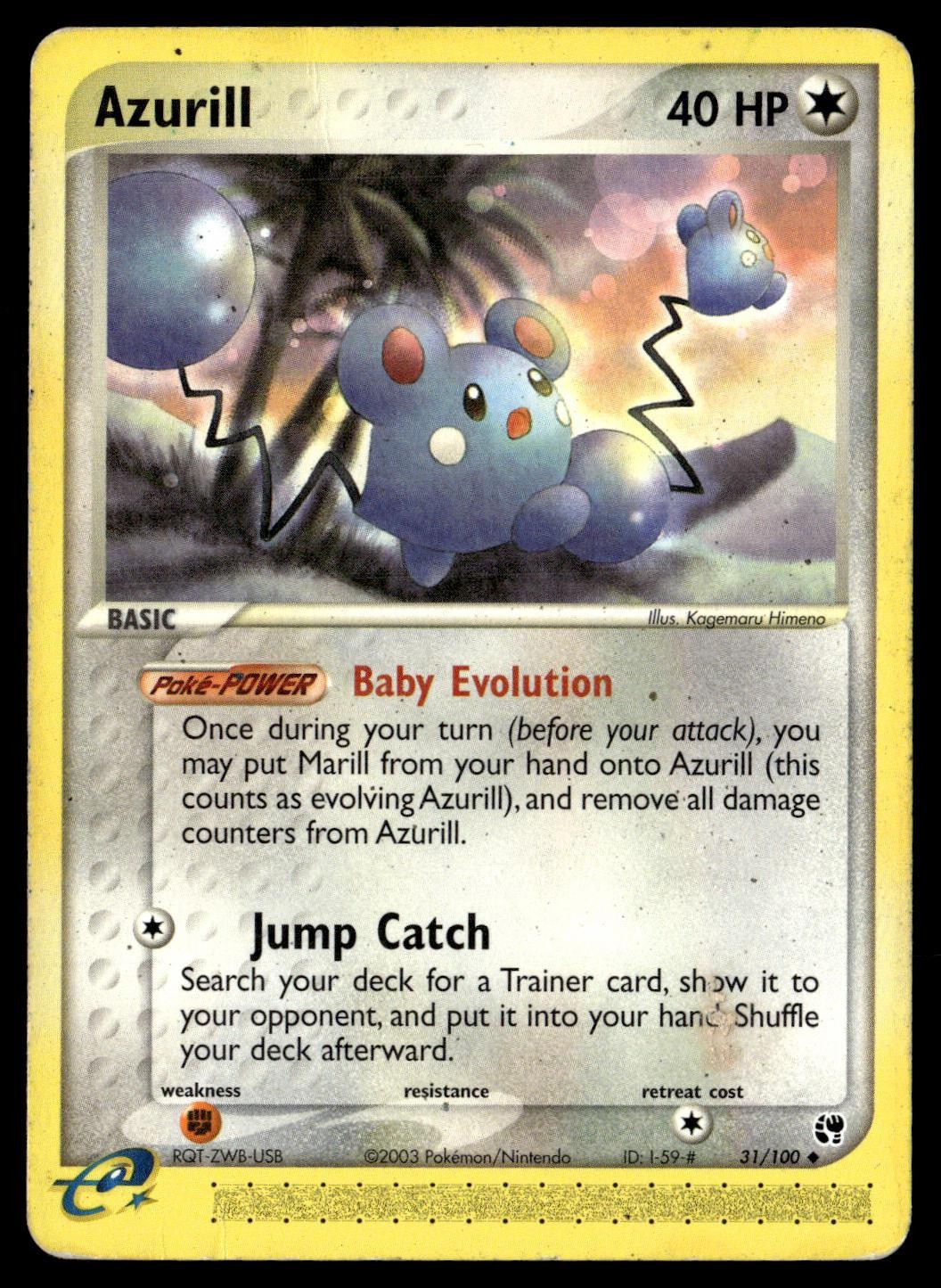 Azurill 31/100 Uncommon Sandstorm Pokemon Moderately Played