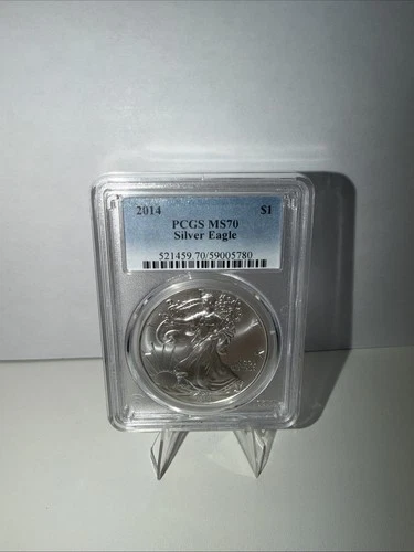 2014 $1 American Silver Eagle PCGS MS70 - Standard Blue Label