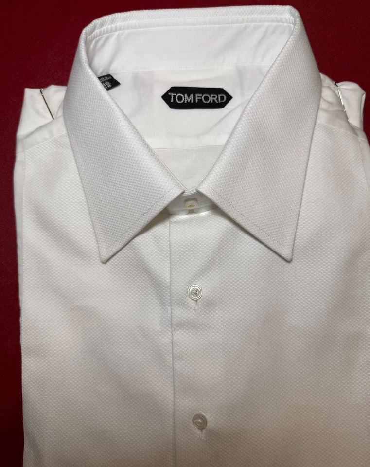Authentic TOM FORD White Bib-Front Cotton Tuxedo Tux Shirt 46 / 18 UK £790 New - Image 3 of 4