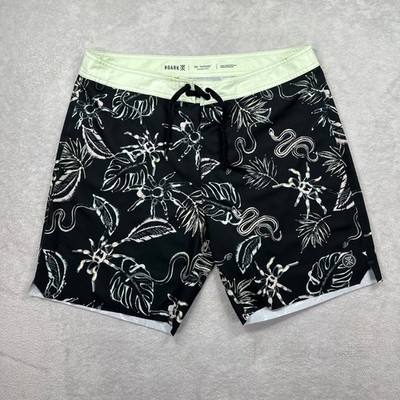 Roark Boardshorts Mens 36 Black The Passage Tropical Spider Snake Print Trunks