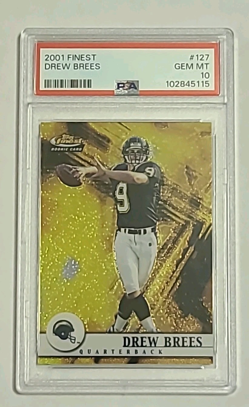 2001 Topps Finest Drew Brees Rookie Card #127 PSA 10 GEM MINT #698/1000