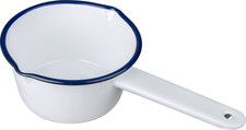 Falcon Enamel Milk Pan 14cm 650ml White Blue Rim