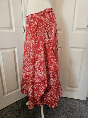 Coldwater Creek Rock rosa Blumen Baumwolle Boho Festival Urlaub Style Midaxi L
