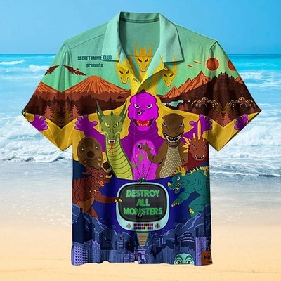 Destroy All Monsters Hawaiian Shirt, Short Sleeve Unisex, Beach Shirt