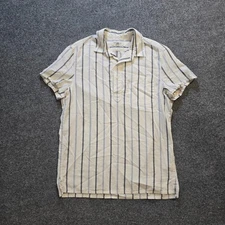 Madewell Top Women Size Small Blue White Striped Button Short Sleeve Boxy Casual