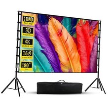 Projector Screen with Stand, Portable and Foldable Projection Screen 180 inch