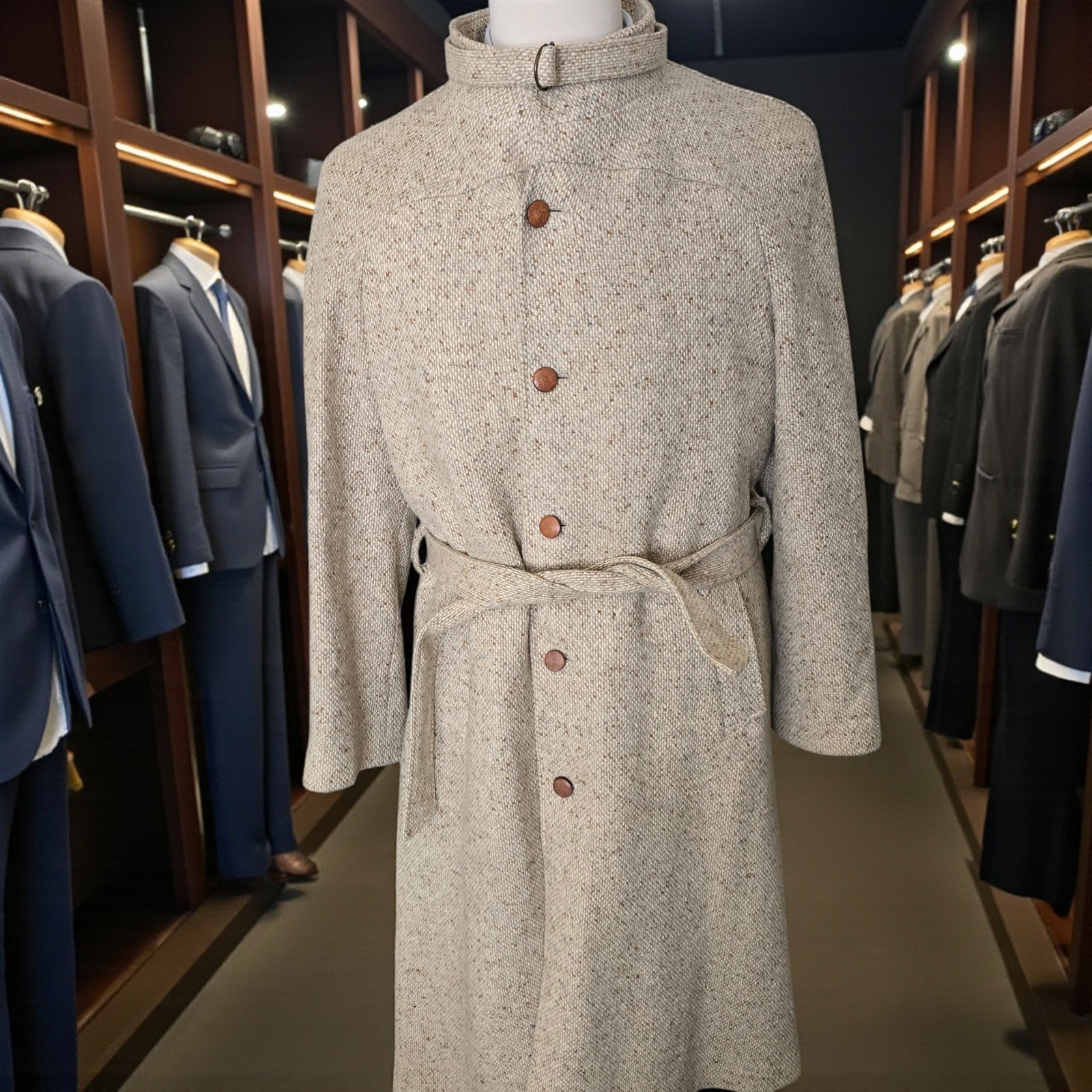 Vintage Pierre Cardin Tweed Overcoat 40r Belted