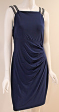NWT Lauren Ralph Lauren Blue Sleeveless Evening Dress Beaded Straps - Size 12