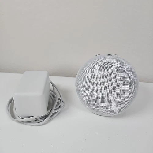Tested 🔥 Amazon Echo Dot 4th Gen Clock Smart Speaker White B7W644 With Adapter 