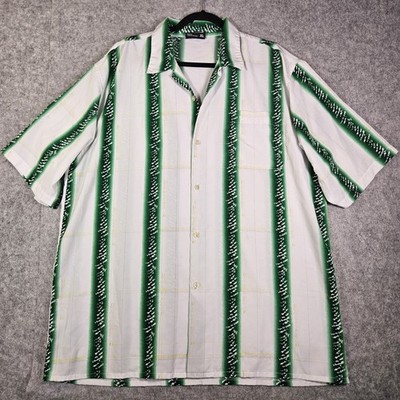 Southpole Mens White Green Stripe Bowler Button Up Shirt Casual Urban Size XL