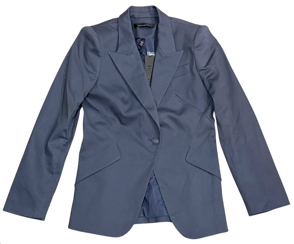 NEW WHITE HOUSE BLACK MARKET WHBM TRUE INDIGO SATEEN EDITOR BLAZER