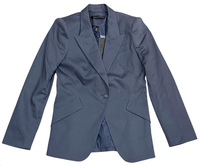 NEW WHITE HOUSE BLACK MARKET WHBM TRUE INDIGO SATEEN EDITOR BLAZER JACKET SZ 4