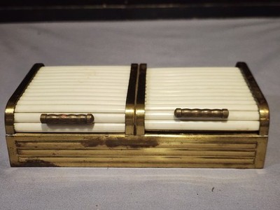 PARK SHERMAN Art Deco RARE DUAL Roll Top Cigarette Box Brass 1930's READ