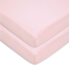 2 Pack 100 Natural Cotton Fitted Mini Crib Sheets 38" X 24" - Soft  Breathable