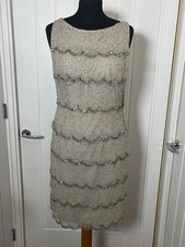 Gina Bacconi Grey Beaded Dress - Size 12 - Party Wedding