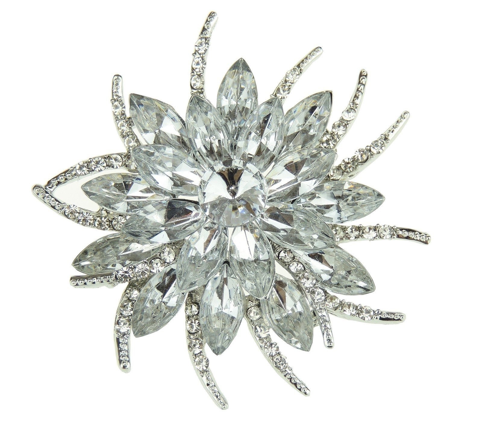 Sparkly Large Classic Vintage Look Diamante Crystal Brooch Badge Corsage Pin