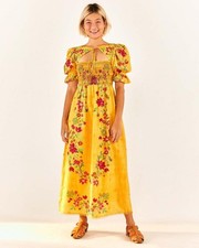 Farm Rio Flower Dream Embroidered Applique Maxi Dress XS NWT