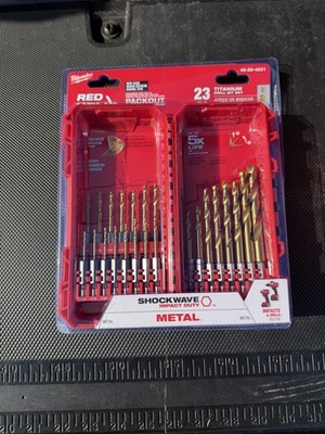 New Milwaukee Shockwave 23-Pc Titanium Drill Bit Set 48-89-4631