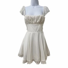 HOUSE OF CB Womens Kaia A-Line Corset Lace Trim Mini Dress Size S Ivory Coquette