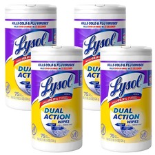 Lysol Dual Action Cleaning Wipes, Citrus Scent, Scrubbing  Soft, 75 Ct, 4 Pack
