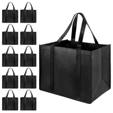 10pcs Reusable Grocery Bags Heavy Duty Shopping Bags Large Grocery totes black