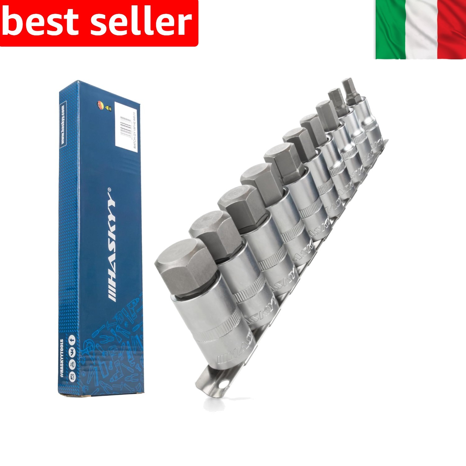 Set 10 Bussole Esagonali 1/2 Pollici - Kit Professionale per Meccanica