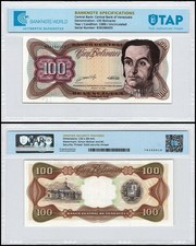 Venezuela 100 Bolivares, 1989, P-66b, UNC, Authenticated