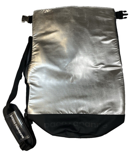 Paco Rabanne Invictus Large Silver Black Dry Bag Sack Pack Handle Reusable