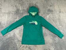 THE NORTH FACE WOMENS JACKET MEDIUM GREEN HOODIE FULL ZIP FLEECE BIG LOGO