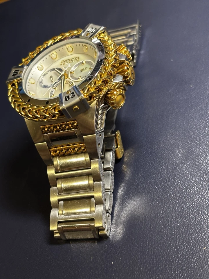 Reloj INVICTA Reserve Hércules Cuarzo Oro Acero Plata BLANCO MOP 🐚 Banda 34839 Foto 2 de 4