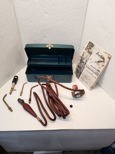 Prest O Lite Torch Acetylene Gas Tool Box Attachments & Booklet Instructions 