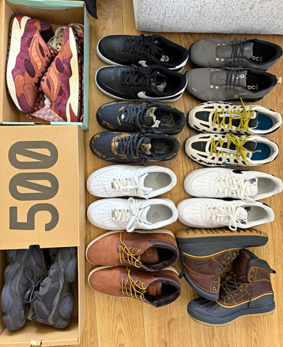 Nike adidas Saucony On Mixed Sneaker Lot Yeezy 500 US 9.5-10 Leather/Suede